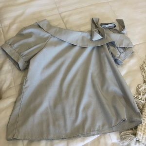 One shoulder blouse with bow